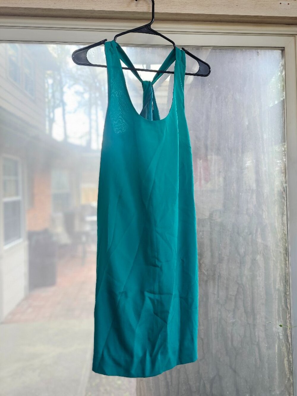 J. Crew Satin Twist Back Tank Dress Sundress Teal Green Size 0